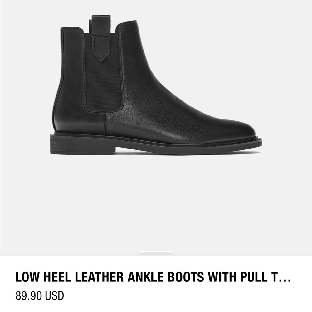 Zara leather ankle Chelsea boots black